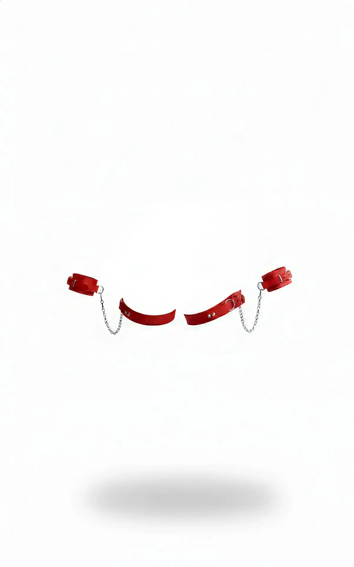 Red Harness Set with Chain Detail and Leather Handcuffs - SH300
