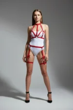 Red Garter Harness Full Body Leather Accessory with Neck Support - SH310 - Image 4
