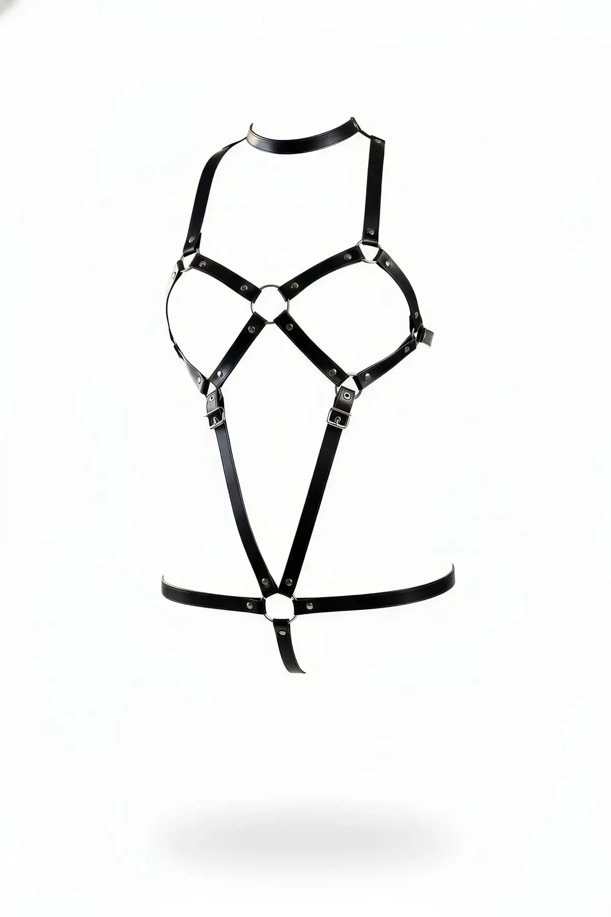 Black Body Harness Choker Collar with O-Ring Detail - SH312