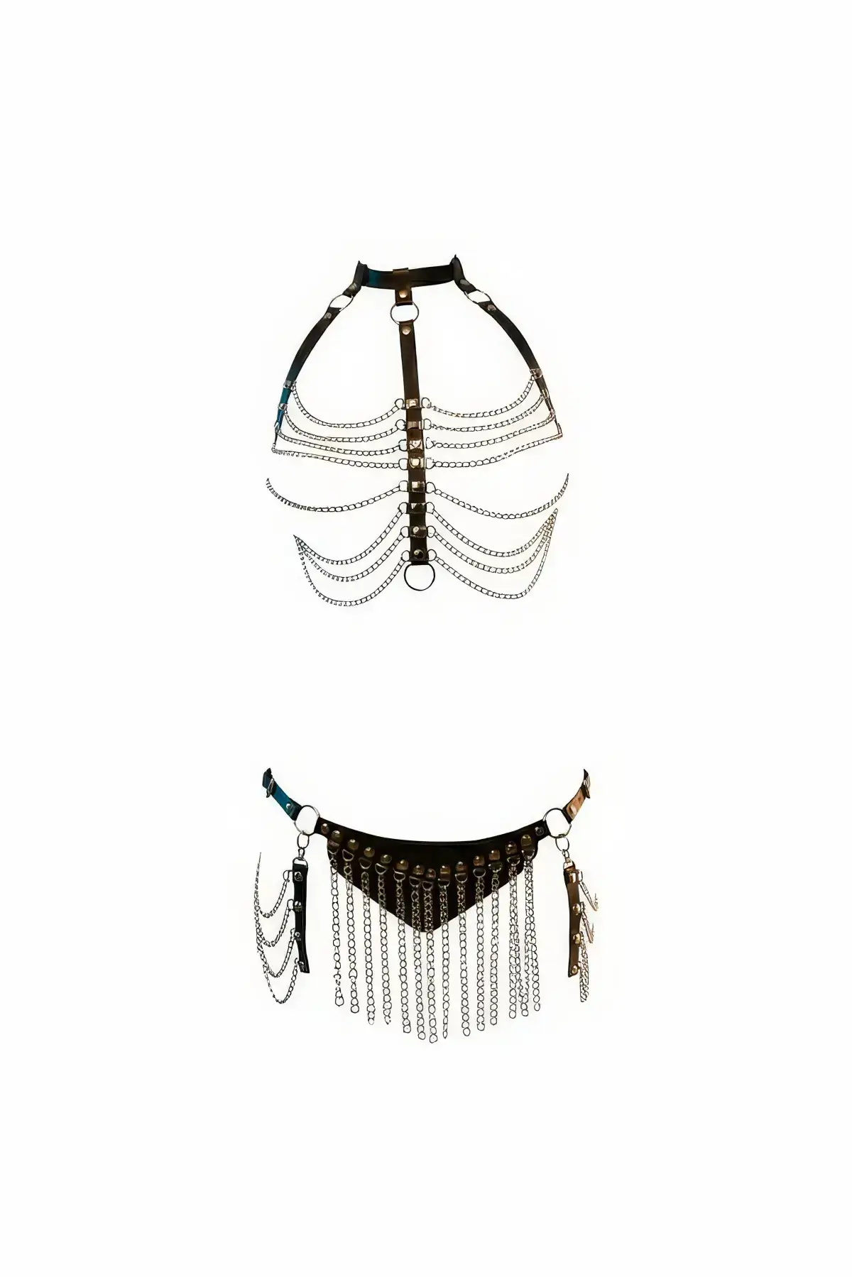 Zincir Aksesuarlı Siyah Suni Deri Etek SH328