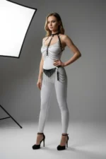 Siyah Zincir Detaylı Suni Deri Mini Etek SH328