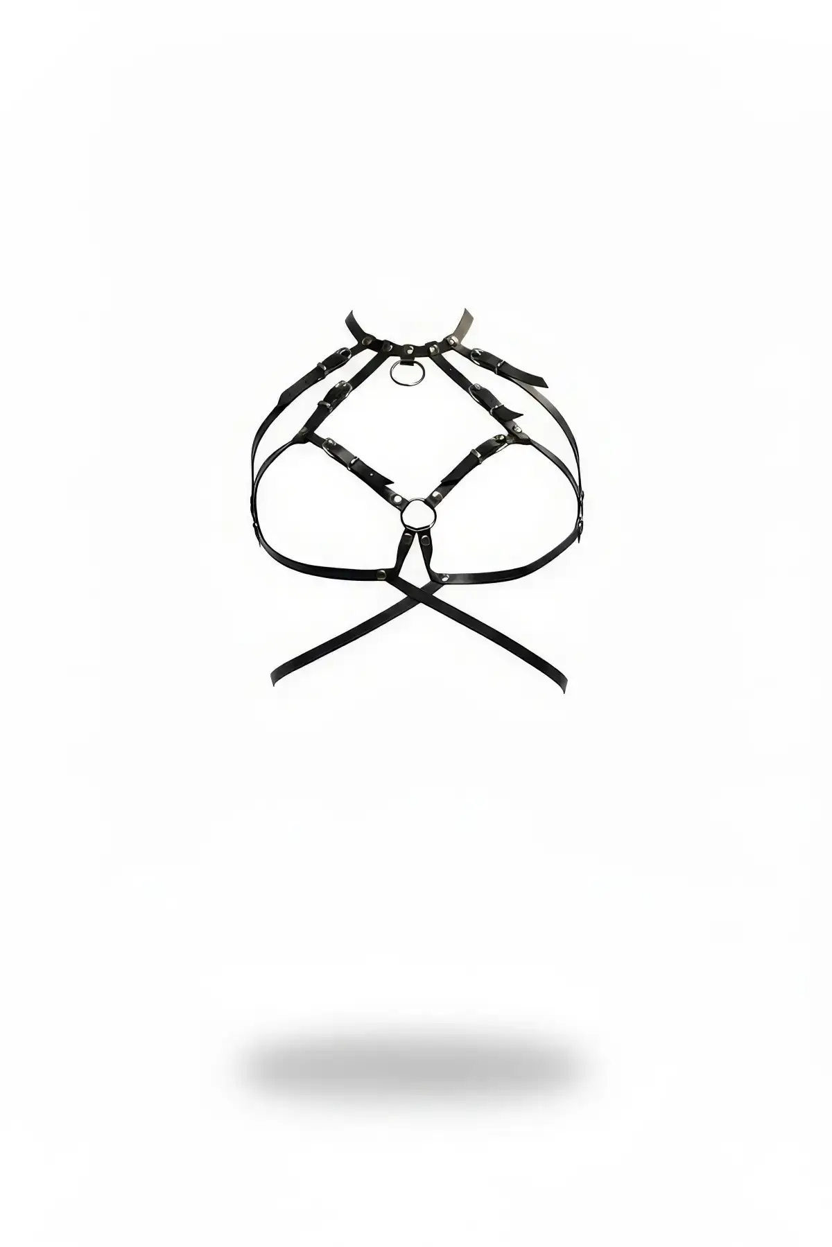 Black Women's Leather Belt Multi-Strap Body Accessory - SH330