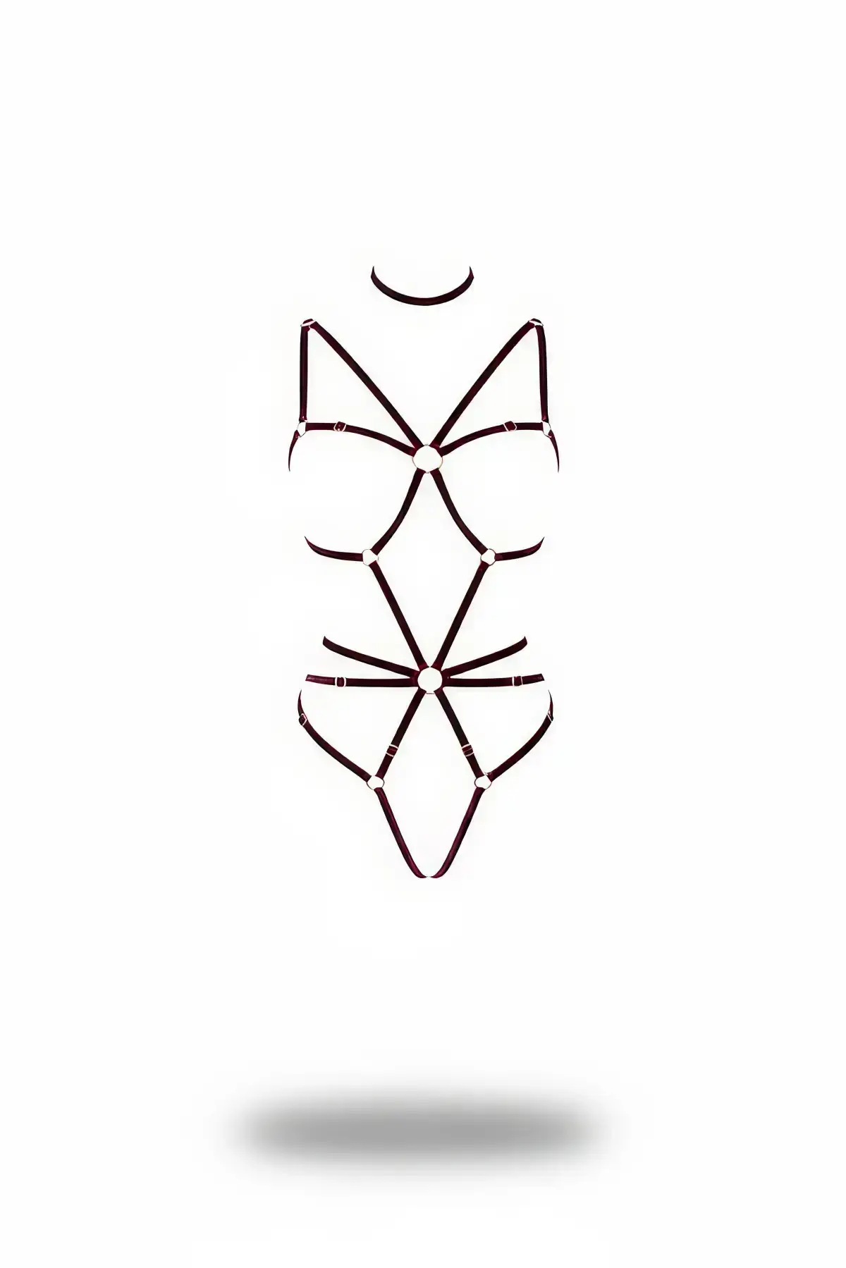 Bordo Tasma ve Halka Detaylı Şeritli Tam Vücut Harness SH338