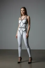 Siyah Suni Deri Halka Detaylı Çoklu Bantlı Body Harness SH338