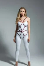 Siyah Suni Deri Halka Detaylı Çoklu Bantlı Body Harness SH338 - Image 3