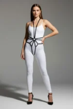 Siyah Suni Deri Halka Detaylı Boyundan Geçmeli Bel ve Kalça Body Harness SH339 - Image 3