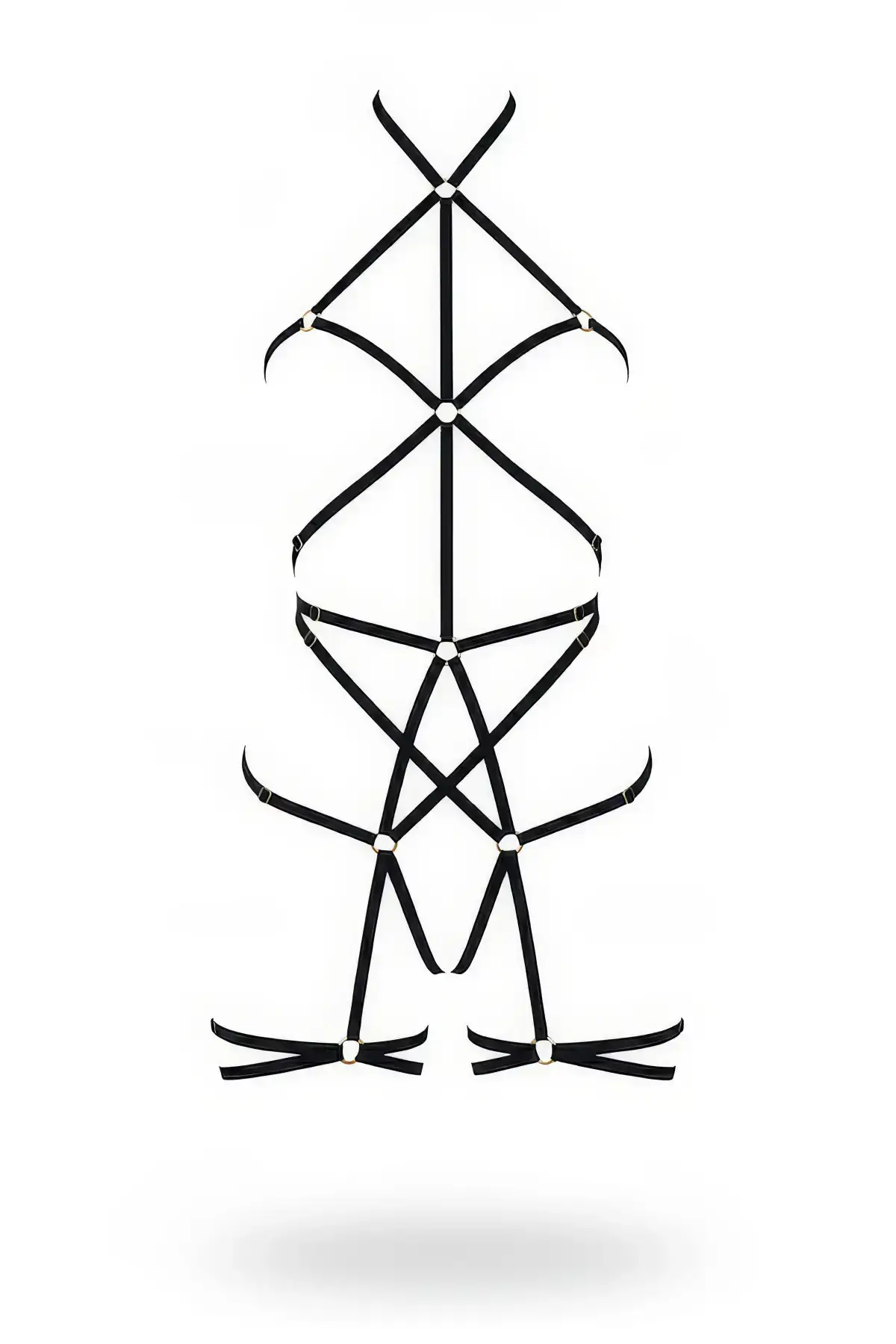 Siyah Halka Detaylı Çapraz Şeritli Tüm Vücut Kafes Body Harness SH341