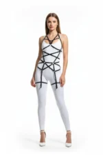 Black Leather Body Harness Multi-Strap Body Accessory - SH348