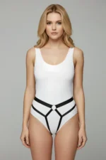 Black Thong - High Waist Panties with Cross Band Detail - SH354