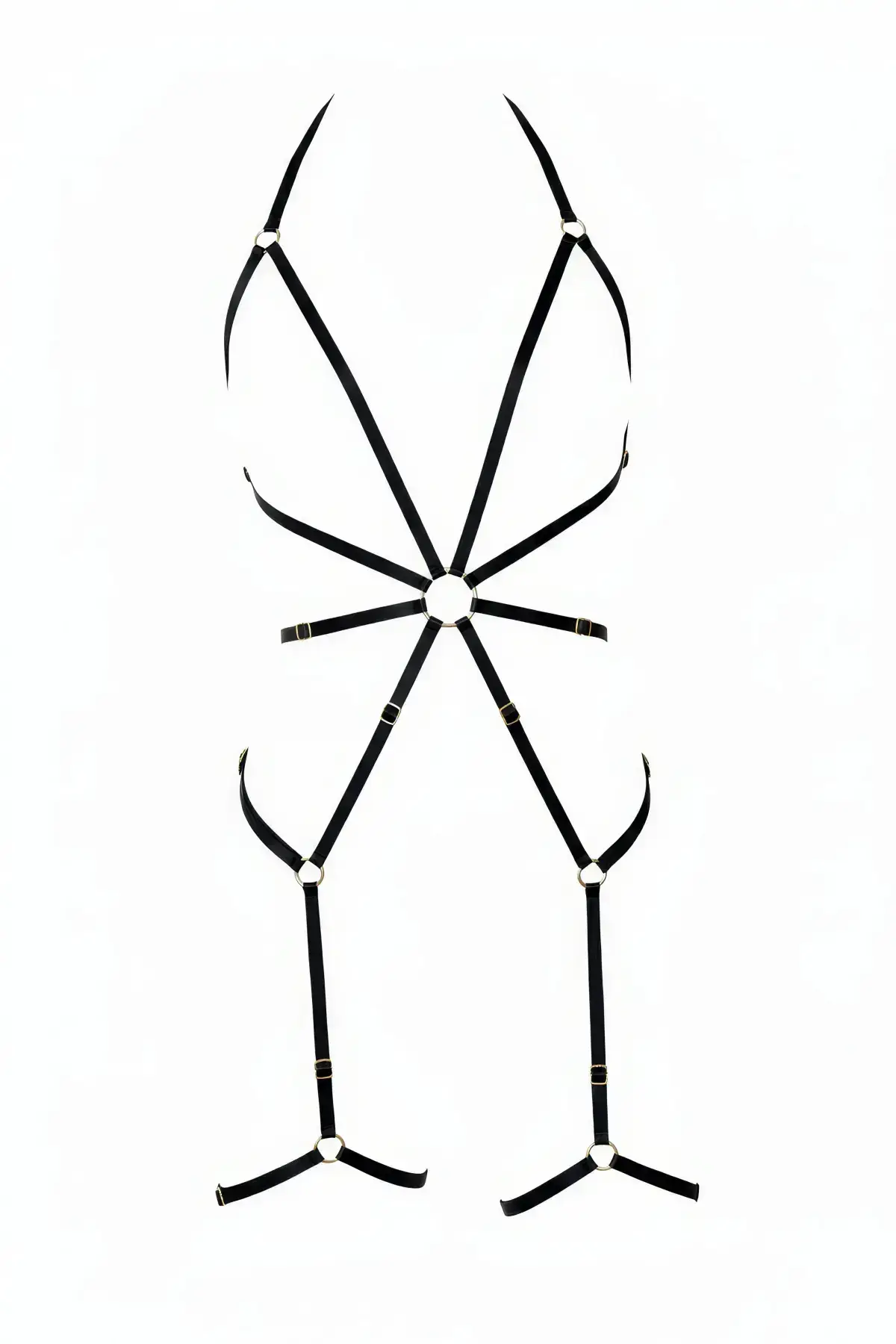 Siyah Metal Halkalı Şeritli Jartiyerli Body Harness SH360