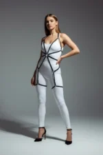 Siyah Suni Deri Halkalı Kafes Detaylı Tam Vücut Body Harness SH360