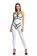 Black Harness Set with Black Leather Band Detail Body Accessory - SH362 - Image 3