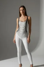 Black Women's Belt with Layered Chain Detail Body Accessory - SH399