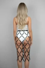 Siyah Metal Halka ve Bant Detaylı Suni Deri Etek SH410 - Image 2