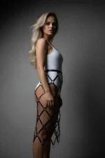 Siyah Metal Halka ve Bant Detaylı Suni Deri Etek SH410 - Image 4