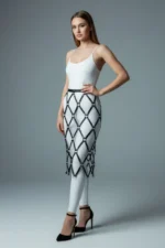 Siyah Halka ve Şerit Detaylı Midi Deri Etek SH410 - Image 2