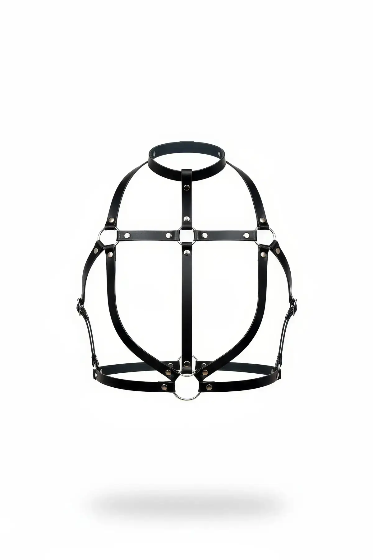 Black Women's Leather Belt Body Accessory with Ring Detail - SH434