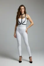 Black Women's Belt Faux Leather Body Accessory with Ring - SH434