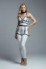 Black Harness Set with Chain Detail Choker Collar - SH457 - Image 2