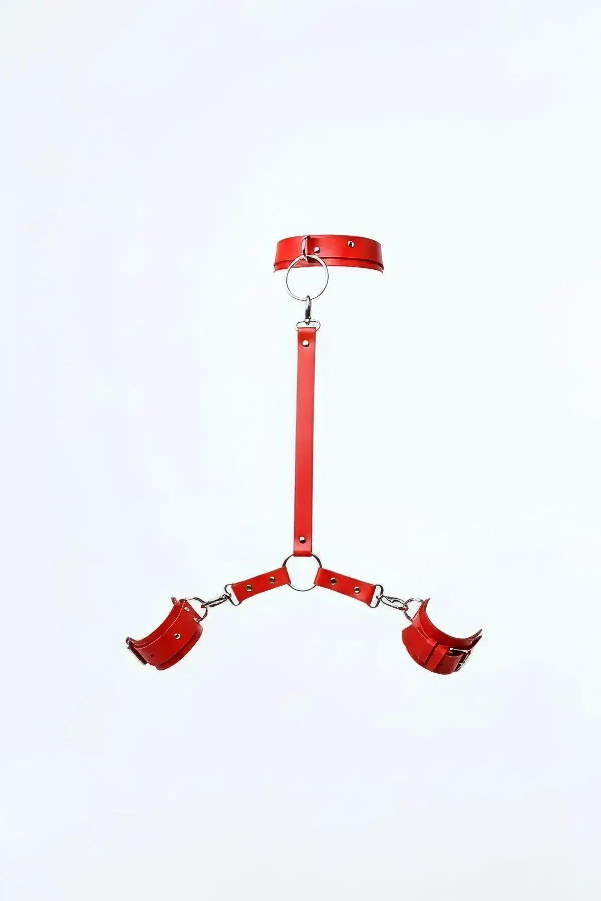 Kırmızı Deri Boyun ve El Kelepçesi Seti SH459