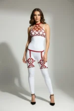 Red Harness Set with O-Ring Detail, High Neck, Body Cage - SH460 - Image 2