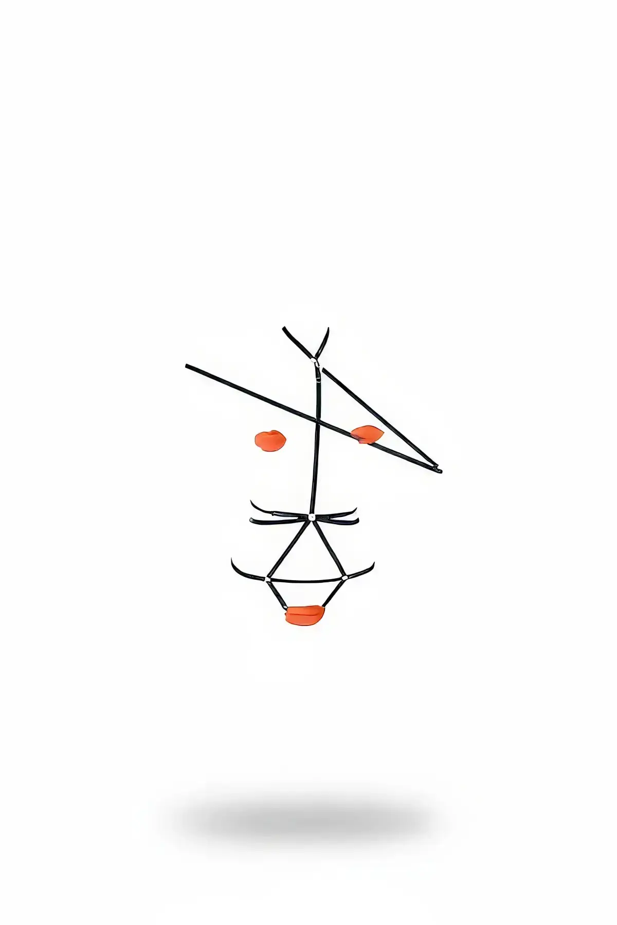 Siyah İnce Bantlı Geometrik Şeritli Vücut Harness SH466