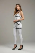 Black Leather Harness Set with Metal Ring Details - SH478 - Image 2