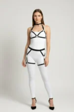 Black Leather Harness Set with Metal Ring Details - SH478 - Image 3