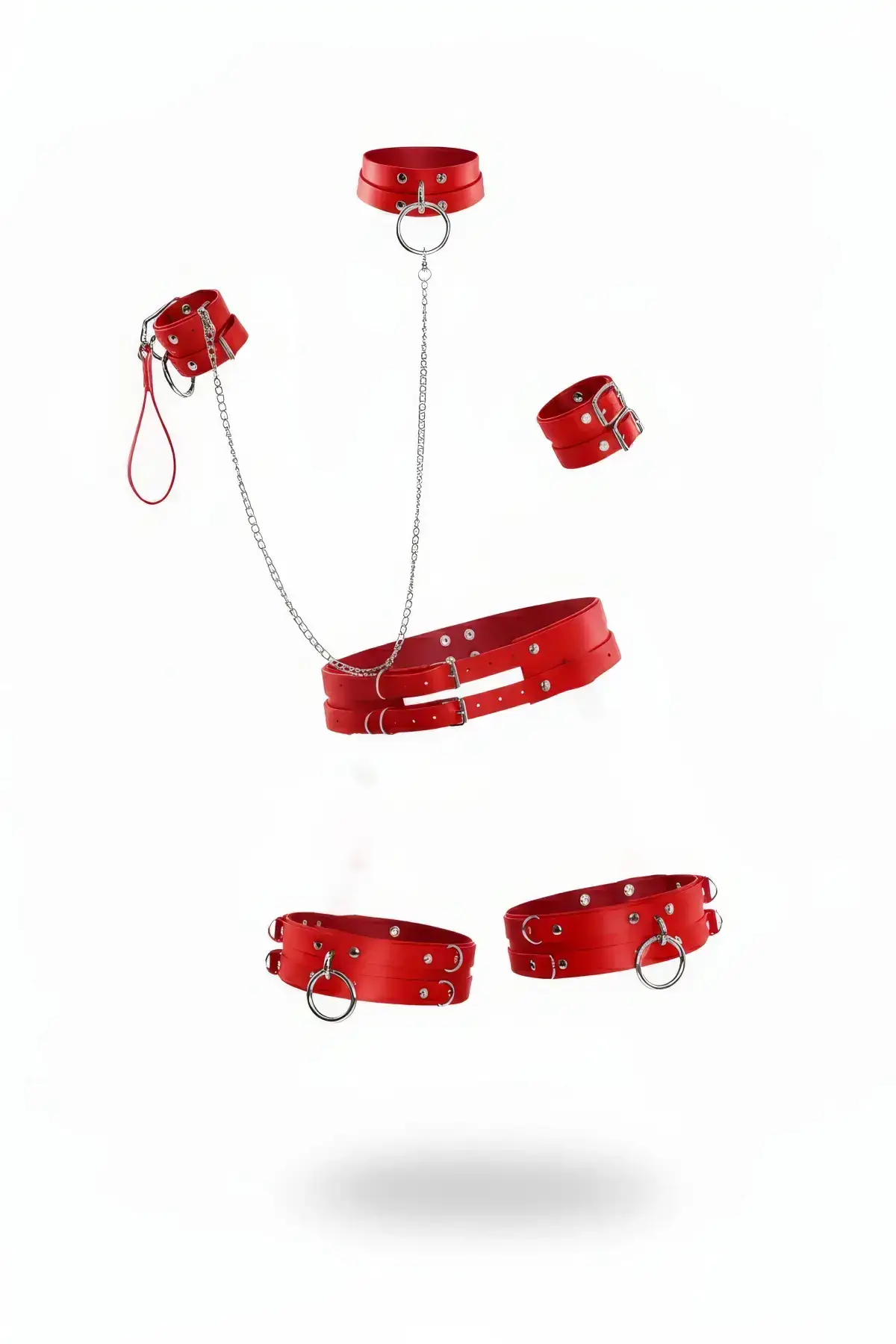 Red Harness Set with Leather Chain Detail Body Accessory Set - SH479