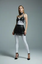 Siyah Suni Deri Mini Etek SH482 - Image 2