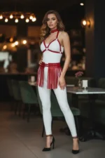 Toka Detaylı Deri Mini Etek SH495 - Image 2