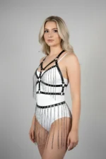 Siyah Deri Kemerli Uzun Zincir Detaylı Etek SH496 - Image 2