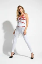 Kırmızı Zincir Detaylı Suni Deri Etek SH496