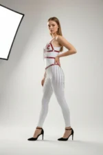 Kırmızı Zincir Detaylı Suni Deri Etek SH496 - Image 2