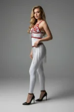 Kırmızı Zincir Detaylı Suni Deri Etek SH496 - Image 3