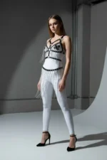 Siyah Zincir Detaylı Kemerli Deri Etek SH496