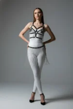 Siyah Zincir Detaylı Kemerli Deri Etek SH496 - Image 2