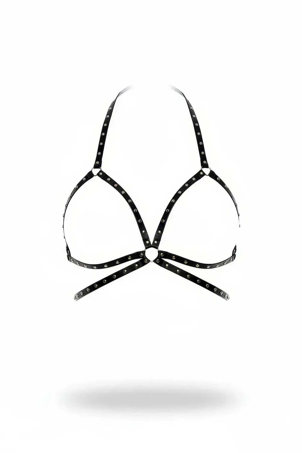 Black Chest Harness Stapled Halter Neck - SH500
