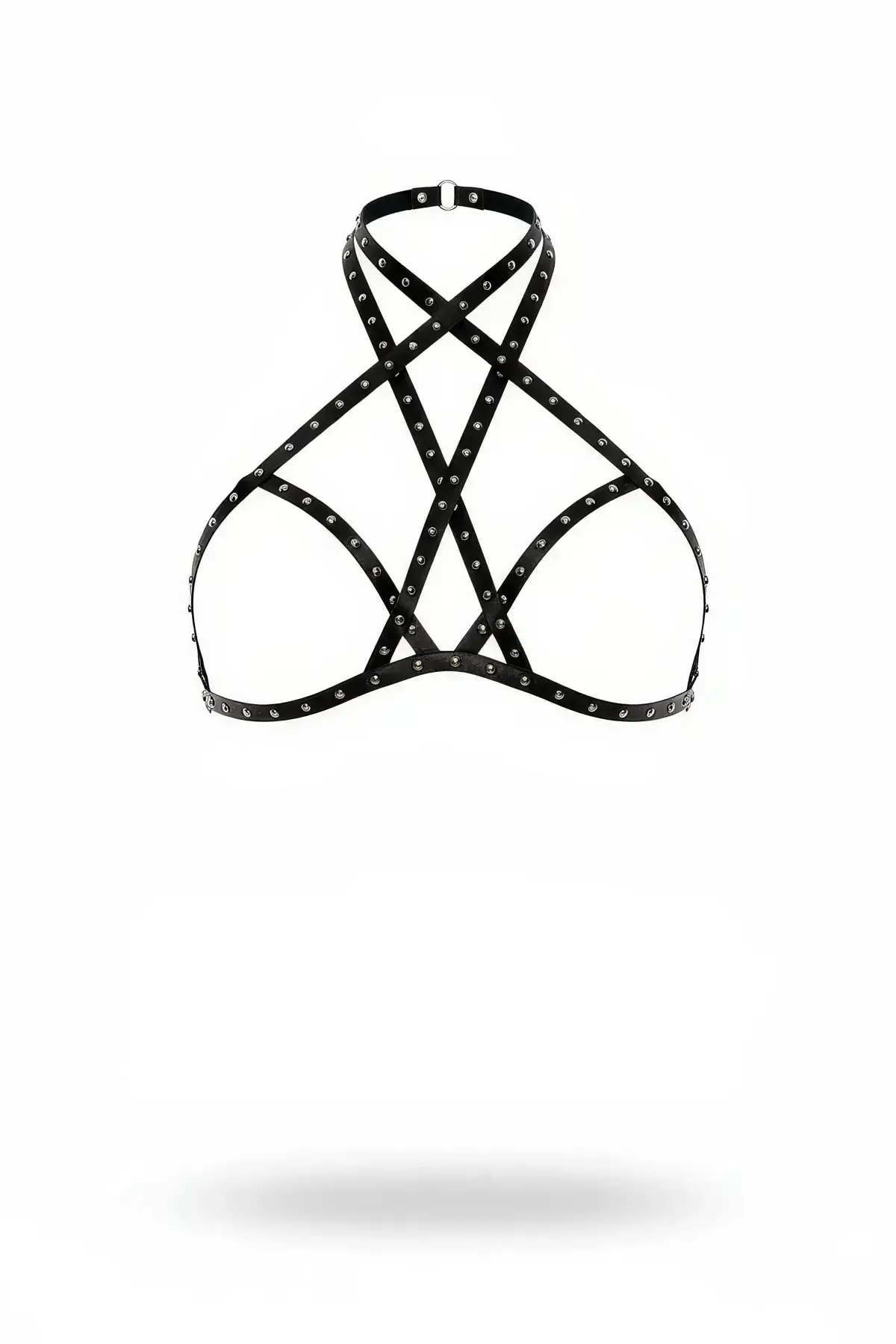 Black Chest Harness with Stud Detail and Crossbody Leather - SH501