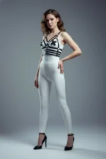 Black Women's Belt with Cross Detail and Multiple Bands - SH511 - Image 2