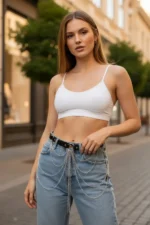 Black Women's Belt with Multi-Layer Chain Detail Waist Accessory - SH512 - Image 2