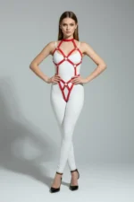 Kırmızı Deri Metal Halka ve Toka Detaylı Body Harness SH514 - Image 3