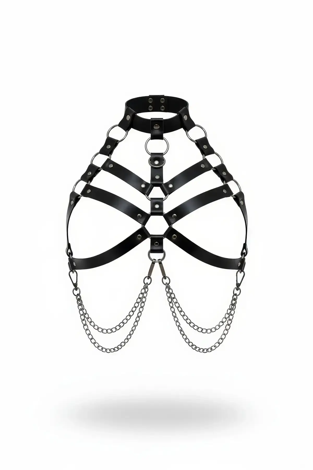 Black Women's Belt with Chain and Ring Detail Body Accessory - SH517