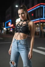 Black Women's Belt with Chain Detail Body Accessory - SH517 - Image 3