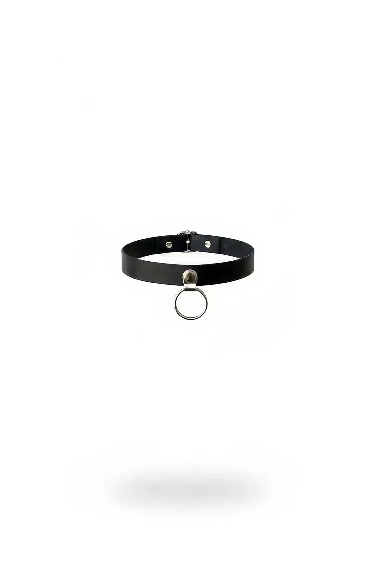 Siyah Deri Metal Halka Detaylı Choker Kolye SH519