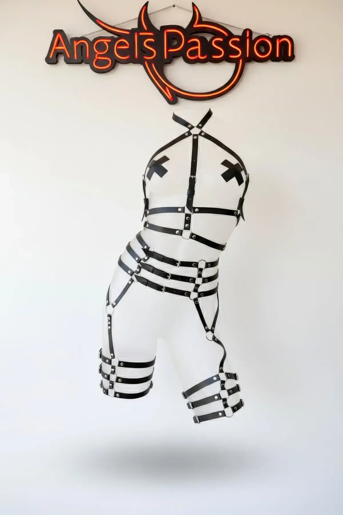 Black Garter Harness Multi-Band Body Corset Garment - SH524