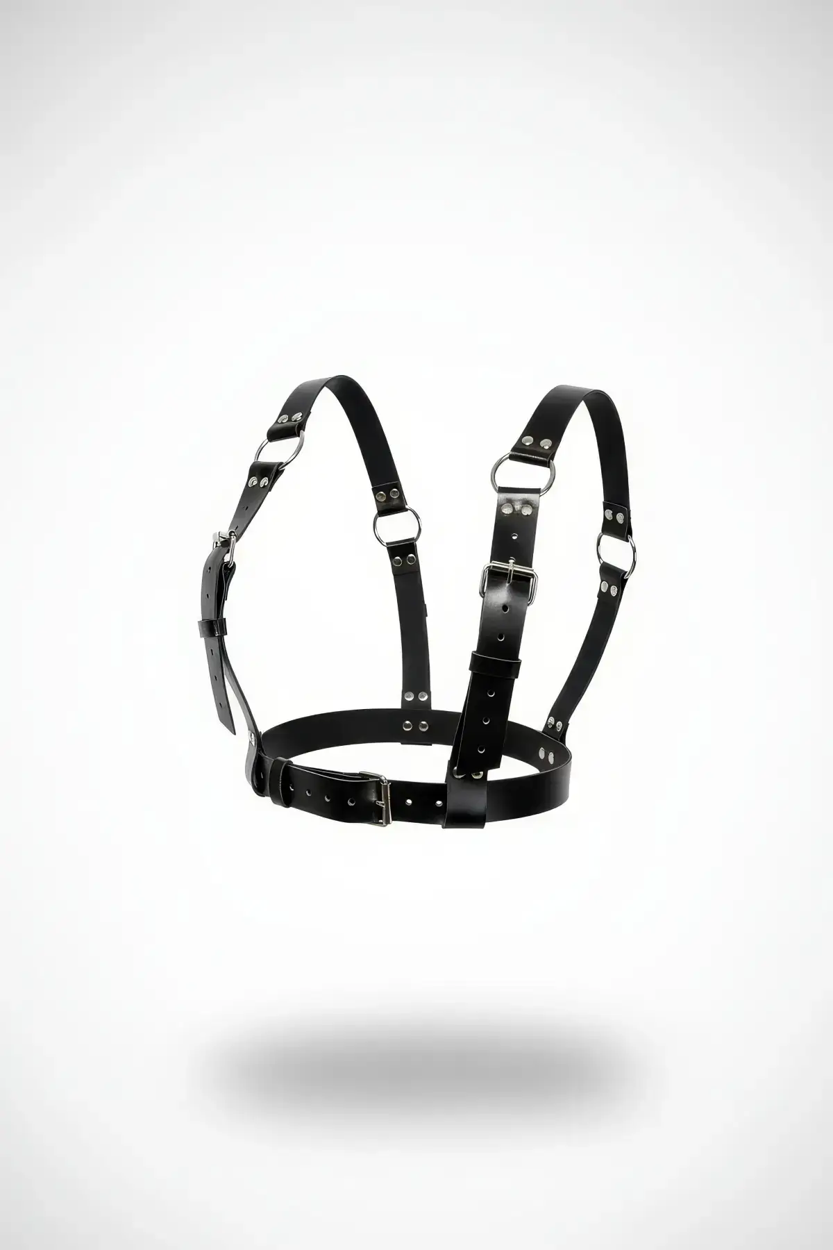 Black Women's Belt with Shoulder and Waist Detail Metal Ring Accessory - SH529