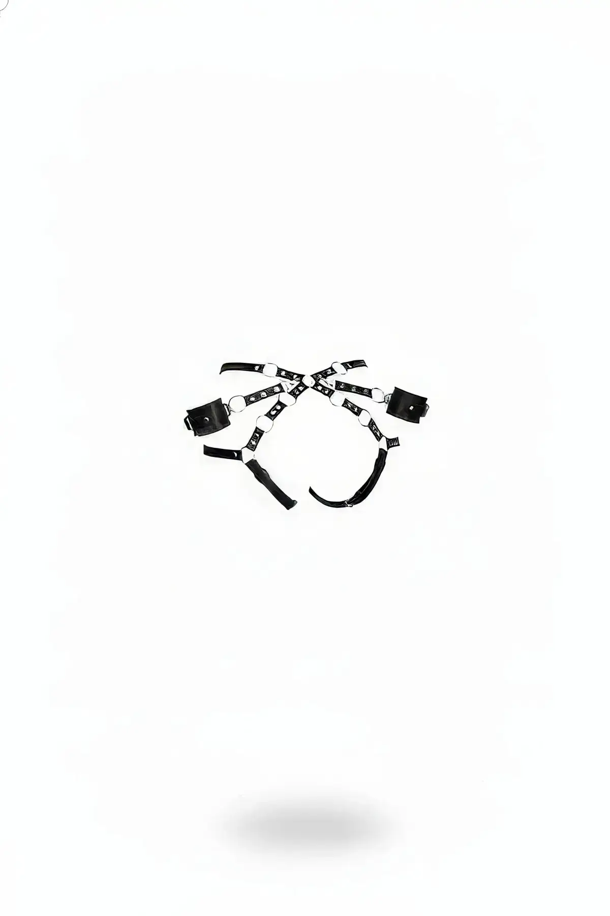 Black Harness Set Leather Body Accessory with Metal Ring Detail - SH540