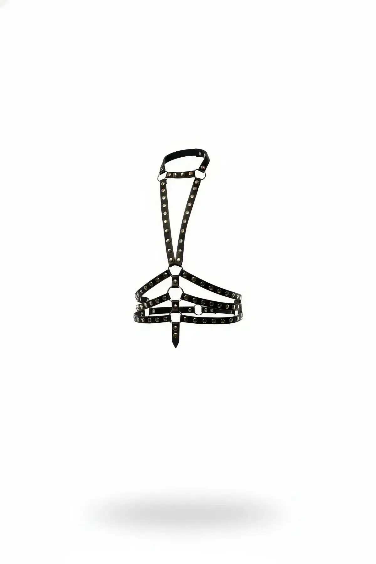 Black Women's Belt with Stud Detail, Multi-Strap Body Accessory - SH546