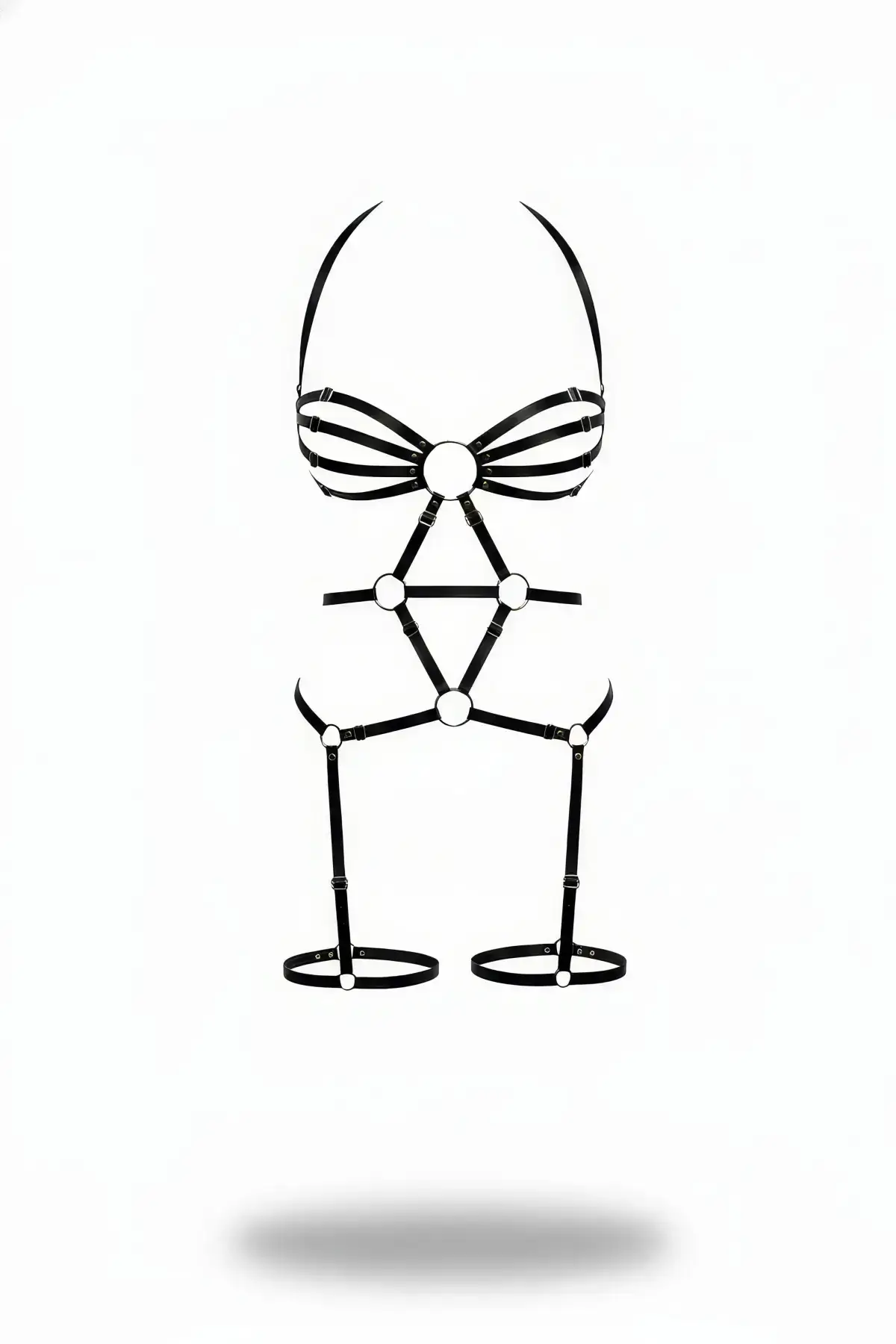 134833.webp Siyah Halka Detaylı Şeritli Tam Vücut Body Harness SH568 - Image 1